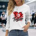 I Love Tunisia 旅行旗 ハート ツーリスト バケーション デザイン 長袖Tシャツ 彼女への贈り物