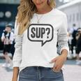 Sup どうしたの？ワザップワサップ What's Up 長袖Tシャツ 彼女への贈り物