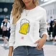 「ビール 酒 ほぼみず 飲み」面白い 筆文字 ユーモア満点 背面に文字入りデザイン おもしろ プリント 長袖Tシャツ 彼女への贈り物