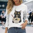 おもしろ猫 ラーメン ヴィンテージ 和麺 長袖Tシャツ 彼女への贈り物