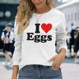 アイラブエッグアイハートエッグ 長袖Tシャツ 彼女への贈り物