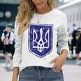 ウクライナの紋章 ウクライナの強いビシバンカ 長袖Tシャツ 彼女への贈り物