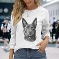 オーストラリアンケルピードッグモチーフペットアート オーストラリアンケルピー 長袖Tシャツ 彼女への贈り物
