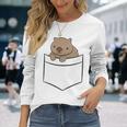 オーストラリアン・ウォンバット ポケット付き キュート ベビー ウォンバット 長袖Tシャツ 彼女への贈り物
