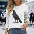 カラス ヴィンテージ イラスト カラス 長袖Tシャツ 彼女への贈り物