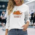 カレー カレーライス イラスト 手書き かわいい おしゃれ Curry 洋食 おもしろ 長袖Tシャツ 彼女への贈り物