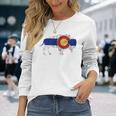 コロラド州旗バッファローtシャツ 美しいネイティブコロラドtシャツ 長袖Tシャツ 彼女への贈り物