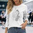 サックス・ガイ・スケッチ・ジャズ・ミュージック 長袖Tシャツ 彼女への贈り物