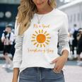 サンシャインデイ オレンジ色 白 長袖Tシャツ 彼女への贈り物