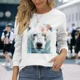 シロクマ 動物 グラフィック 描画 シロクマ 長袖Tシャツ 彼女への贈り物