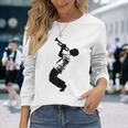 ジャズ&ブルースミュージシャン アーティスト トランペット ミュージックシルエット 長袖Tシャツ 彼女への贈り物