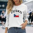 チェコ国旗 誇り高きチェコ語 長袖Tシャツ 彼女への贈り物
