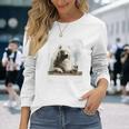 ビンテージ 喫煙 アメリカン エスキモー面白犬 父の日 長袖Tシャツ 彼女への贈り物