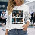 ブックガールアートアイズグラフィック 長袖Tシャツ 彼女への贈り物