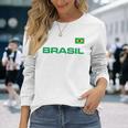 ブラジル ブラジル フラッグ アスレチック ジャージスタイル 長袖Tシャツ 彼女への贈り物