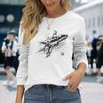 ブルーインパルス 墨絵 ホワイト 長袖Tシャツ 彼女への贈り物