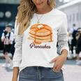 ホットケーキ パンケーキ Pancakes バター はちみつ イラスト 喫茶店 洋菓子 レトロ 水彩 綺麗 かわいい 長袖Tシャツ 彼女への贈り物