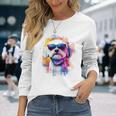 マルチーズ 犬 グラフィック ペット アートワーク サングラス マルチーズ 長袖Tシャツ 彼女への贈り物