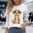 ミニマリストのミーアキャット 動物 シンプルでかわいいミーアキャット 長袖Tシャツ 彼女への贈り物