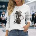 ワヤン インドネシア文化 人形 部族 長袖Tシャツ 彼女への贈り物