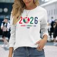 ワールドカップ2026開催国サッカーデザイン 長袖Tシャツ 彼女への贈り物
