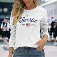 ヴィンテージ アメリカ国旗 Usa 4Th Of July American Flag Patriotic 長袖Tシャツ 彼女への贈り物
