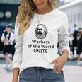 世界労働者たち団結 共産主義マニフェスト カール・マルクス 長袖Tシャツ 彼女への贈り物
