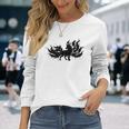 九尾の狐 キツネ 妖怪 和風 水墨画 シルエット 長袖Tシャツ 彼女への贈り物