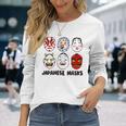 日本のお面 デフォルメ イラスト 和風ポップデザイン Japanese Masks アート 長袖Tシャツ 彼女への贈り物