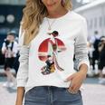 日本の伝統美術、華麗な芸者、浮世絵風 長袖Tシャツ 彼女への贈り物