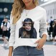 煙草を吸うチンパンジー たばこ 長袖Tシャツ 彼女への贈り物