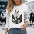 猫好き ラグドール 猫 ポケット入り 長袖Tシャツ 彼女への贈り物