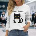 疲れた黒猫 – 月曜日の気分そのまま 長袖Tシャツ 彼女への贈り物