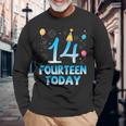14歳今日私にお誕生日おめでとう彼彼女の息子娘 長袖Tシャツ 高齢者への贈り物