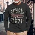 1971年生まれ クラシックカー 55歳の誕生日 長袖Tシャツ 高齢者への贈り物