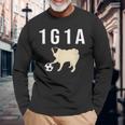 1G1a Pug くるりん尻尾のパグ おもしろ 長袖Tシャツ 高齢者への贈り物