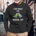 2つのセキセイインコ、面白いことわざ、楽しい、セキセイインコ 長袖Tシャツ 高齢者への贈り物