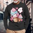 4歳のバースデーガール アイスクリーム 背番号4 長袖Tシャツ 高齢者への贈り物