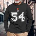 54 番 バスケットボールスタイル ヴィンテージホワイト 長袖Tシャツ 高齢者への贈り物