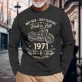 55 歳の誕生日男性オートバイ バイクに乗る人 1971 長袖Tシャツ 高齢者への贈り物