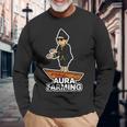 Aura Farming オーラ ウェーブ インドネシアボート ミーム エネルギー バイブ 長袖Tシャツ 高齢者への贈り物