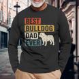 Best Bulldog Dad Ever レトロ ヴィンテージ ブルドッグデザイン 長袖Tシャツ 高齢者への贈り物