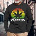 Cannabis ヴィンテージ 麻葉 レトロ マリファナ 長袖Tシャツ 高齢者への贈り物