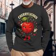 Cherrylicious キュート チェリー さくらんぼ おもしろフルーツ 長袖Tシャツ 高齢者への贈り物