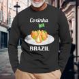Coxinha 伝統的なブラジル料理 ブラジル国旗 長袖Tシャツ 高齢者への贈り物
