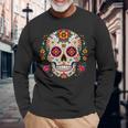 Day Of The Dead シュガースカル Dia De Los Muertos 長袖Tシャツ 高齢者への贈り物