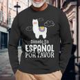 Dimelo En Espanol Por Favor 面白い スペイン語 長袖Tシャツ 高齢者への贈り物