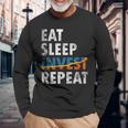 Eatleep Invest Repeat Investment Trading 長袖Tシャツ 高齢者への贈り物