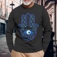 Evil Eye Artwork Hamasa Good Luck Hand Of Fatima Hipster 長袖Tシャツ 高齢者への贈り物
