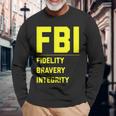Fbi Motto 「Fidelity Bravery Integrity」 法執行機関 長袖Tシャツ 高齢者への贈り物